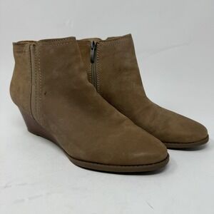 Franco Sarto Shoes Womens Size 9M‎ Brown Wedge Ankle Booties Leather Zip Boot